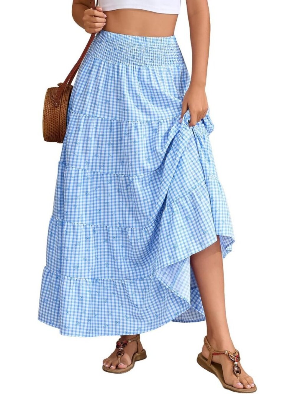 Trendy Boho Maxi Skirt for Women - Flowy A-Line Tiered Summer Spring Style